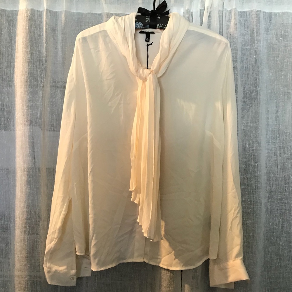 Cream button but sheer blouse